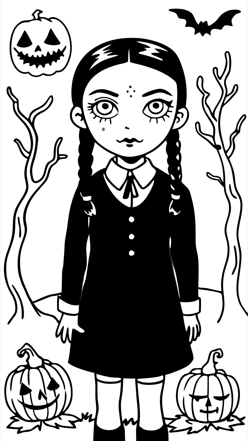 wednesday addams coloring page printable